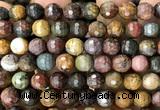 CPJ767 15 inches 10mm faceted round picasso jasper beads wholesale
