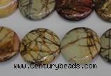 CPJ80 15.5 inches 25mm flat round picasso jasper gemstone beads