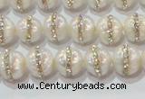 CPL01 15.5 inches 9*10mm nuggets pearl with rhinestone beads