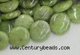 CPO17 15.5 inches 16mm flat round olivine gemstone beads wholesale