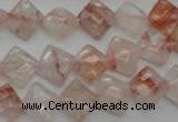 CPQ224 15.5 inches 10*10mm faceted diamond natural pink quartz beads