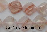 CPQ226 15.5 inches 15*15mm faceted diamond natural pink quartz beads