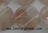 CPQ238 15.5 inches 28mm twisted coin natural pink quartz beads