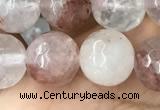 CPQ314 15.5 inches 12mm faceted round pink quartz beads wholesale