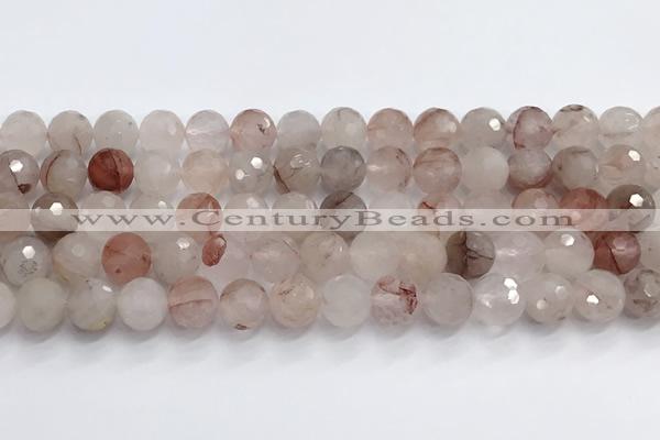 CPQ321 15.5 inches 12mm faceted round pink quartz beads