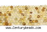 CPQ350 15.5 inches 4mm round yellow quartz gemstone beads