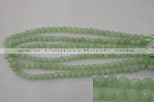 CPR112 15.5 inches 8mm faceted round natural prehnite beads wholesale