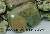 CPS29 15.5 inches 30*40mm rectangle green peacock stone beads