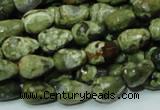 CPS64 15.5 inches 10*14mm faceted teardrop green peacock stone beads