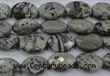 CPT143 15.5 inches 10*14mm faceted oval grey picture jasper beads