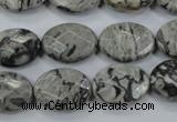 CPT145 15.5 inches 13*18mm faceted oval grey picture jasper beads