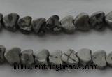 CPT184 15.5 inches 4*4mm heart grey picture jasper beads wholesale