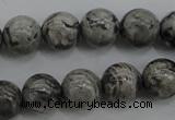 CPT188 15.5 inches 8mm round grey picture jasper beads wholesale