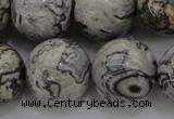 CPT190 15.5 inches 14mm round grey picture jasper beads wholesale