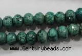 CPT223 15.5 inches 6*10mm faceted rondelle green picture jasper beads