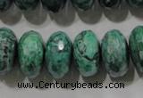 CPT226 15.5 inches 10*18mm faceted rondelle green picture jasper beads