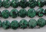 CPT231 15.5 inches 10mm faceted coin green picture jasper beads