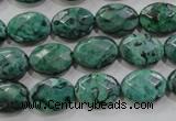 CPT237 15.5 inches 10*14mm faceted oval green picture jasper beads