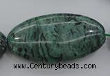 CPT324 15.5 inches 25*50mm oval green picture jasper beads