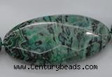 CPT341 15.5 inches 25*50mm faceted oval green picture jasper beads