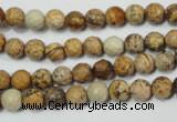 CPT501 15.5 inches 6mm faceted round picture jasper beads wholesale