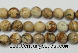 CPT502 15.5 inches 8mm faceted round picture jasper beads wholesale