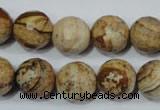 CPT505 15.5 inches 14mm faceted round picture jasper beads wholesale