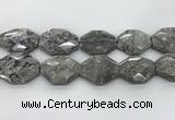 CPT582 30*40mm - 32*42mm faceted octagonal grey picture jasper beads