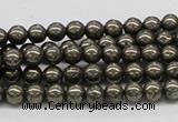 CPY23 16 inches 4mm round pyrite gemstone beads wholesale