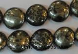 CPY303 15.5 inches 16mm flat round pyrite gemstone beads wholesale