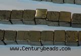 CPY352 15.5 inches 8*8mm cube pyrite gemstone beads wholesale