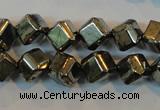 CPY361 15.5 inches 6*6mm faceted cube pyrite gemstone beads