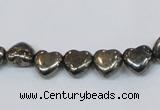 CPY390 Top drilled 8*8mm heart pyrite gemstone beads