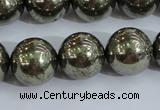 CPY407 15.5 inches 16mm round pyrite gemstone beads wholesale