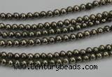 CPY45 16 inches 4mm round pyrite gemstone beads wholesale