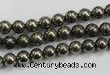 CPY47 16 inches 8mm round pyrite gemstone beads wholesale