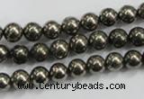 CPY48 16 inches 10mm round pyrite gemstone beads wholesale