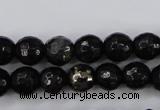 CPY501 15.5 inches 6mm faceted round natural chalcopyrite beads