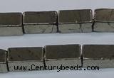 CPY593 15.5 inches 8*16mm cuboid pyrite gemstone beads