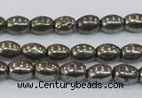 CPY597 15.5 inches 6*8mm rice pyrite gemstone beads wholesale