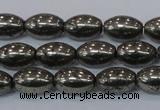 CPY599 15.5 inches 8*12mm rice pyrite gemstone beads wholesale