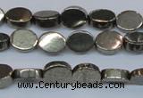 CPY640 15.5 inches 6*8mm oval pyrite gemstone beads wholesale