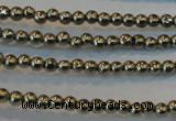 CPY70 15.5 inches 2mm round pyrite gemstone beads wholesale