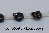 CPY787 Top drilled 8mm carved skull pyrite gemstone beads