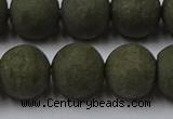 CPY818 15.5 inches 14mm round matte pyrite beads wholesale