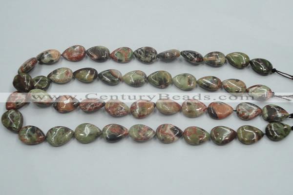 CRA18 15.5 inches 13*18mm flat teardrop natural rainforest agate beads