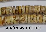 CRB1017 15.5 inches 2*6mm heishi picture jasper beads wholesale