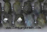 CRB1297 15.5 inches 6*12mm faceted rondelle labradorite beads