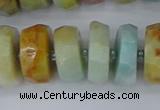 CRB1364 15.5 inches 8*16mm faceted rondelle Chinese amazonite beads