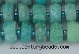 CRB1371 15.5 inches 6*10mm faceted rondelle amazonite beads